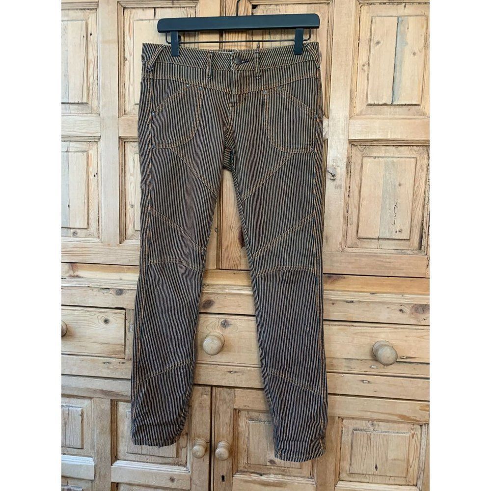 Free People 26 Striped Patchwork Railroad Striped Jeans